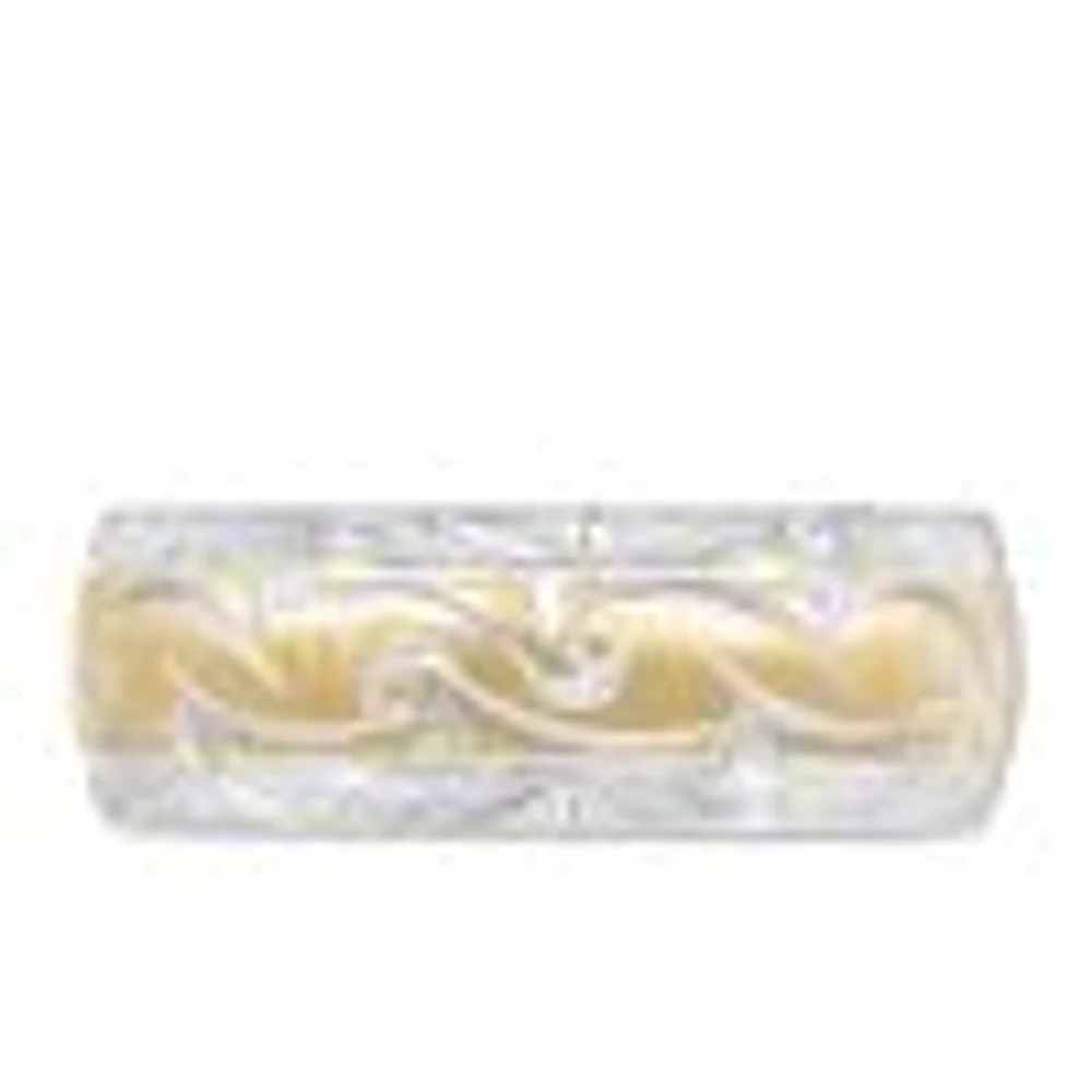 8MM Diamond Cut Comfort Fit Wedding Band White and Yellow Gold