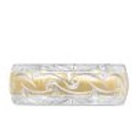 8MM Diamond Cut Comfort Fit Wedding Band White and Yellow Gold
