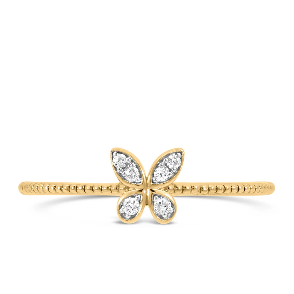 Butterfly Ring with .05 Carat TW of Diamonds in 10kt Yellow Gold