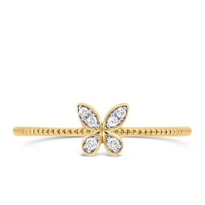 Butterfly Ring with .05 Carat TW of Diamonds in 10kt Yellow Gold