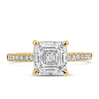 Square Emerald Cut Engagement Ring with 3.20 Carat TW of Lab Created Diamonds in 14kt Yellow Gold