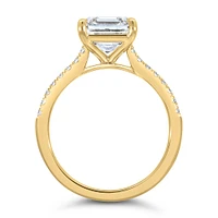 Square Emerald Cut Engagement Ring with 3.20 Carat TW of Lab Created Diamonds in 14kt Yellow Gold