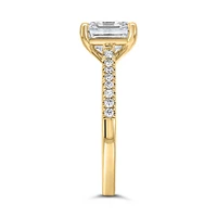 Square Emerald Cut Engagement Ring with 3.20 Carat TW of Lab Created Diamonds in 14kt Yellow Gold