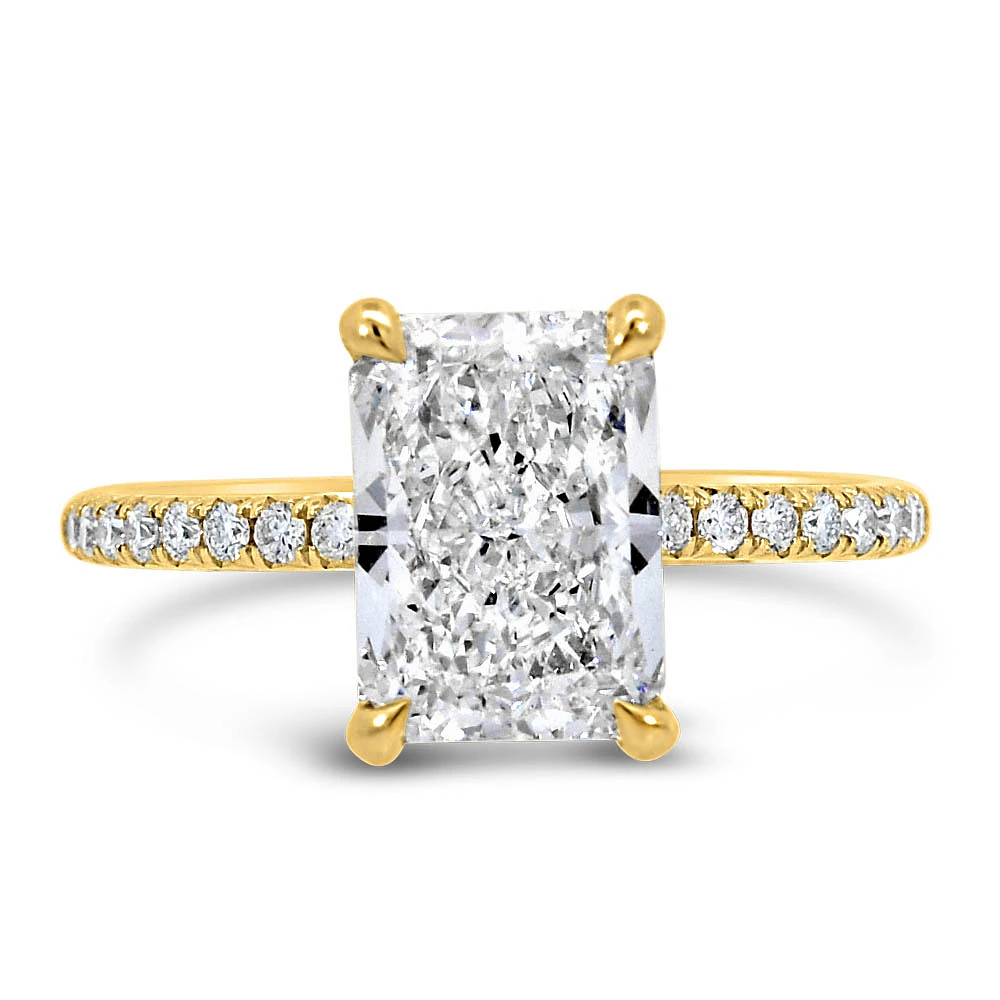 Radiant Engagement Ring with 3.20 Carat TW of Lab Created Diamonds in 14kt Yellow Gold