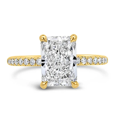 Radiant Engagement Ring with 3.20 Carat TW of Lab Created Diamonds in 14kt Yellow Gold