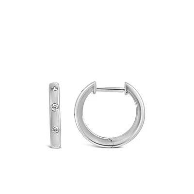 Huggie Hoop Earrings with Carat TW of Diamonds in 10kt Gold