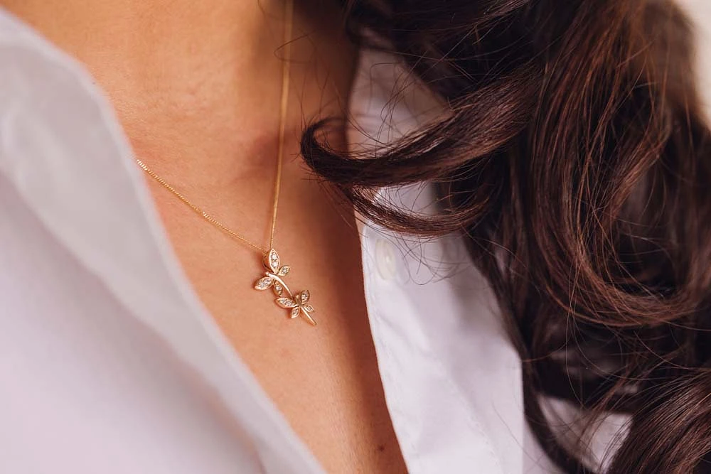 Dragonfly Pendant with .13 Carat TW of Diamonds in 10kt Yellow Gold with Chain