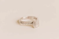 Halo Engagement Ring Set with .50 Carat TW of Diamonds in 14kt White Gold