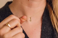 Evil Eye Pendant with .01 Carat Diamond in 10kt Yellow Gold with Chain