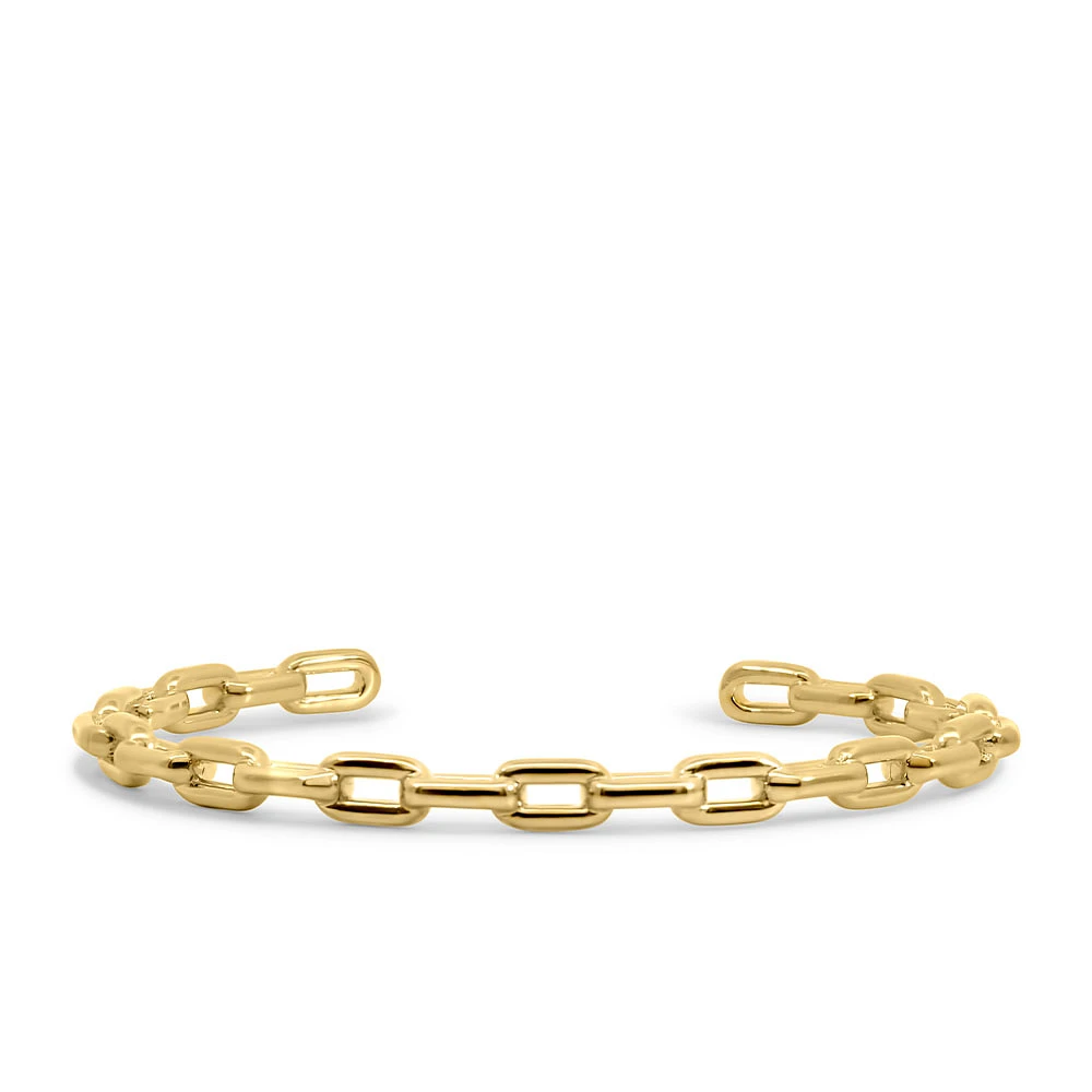 Open Paperclip Link Bangle in Gold Plated Sterling Silver