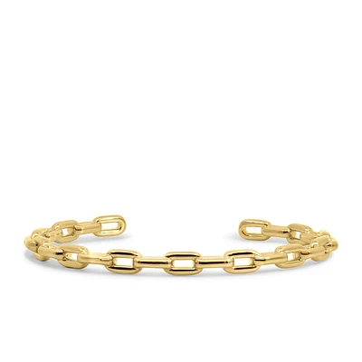 Open Paperclip Link Bangle in Gold Plated Sterling Silver