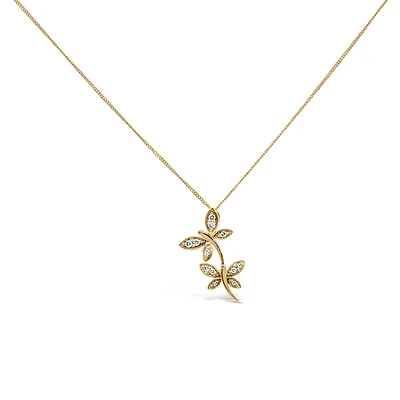 Dragonfly Pendant with .13 Carat TW of Diamonds in 10kt Yellow Gold with Chain