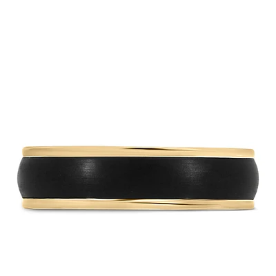6MM Comfort Fit Carbon Fiber Wedding Band in 14KT Yellow Gold