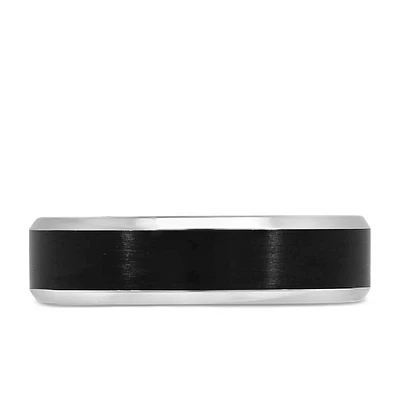6MM Comfort Fit Carbon Fiber Wedding Band in 14KT White Gold
