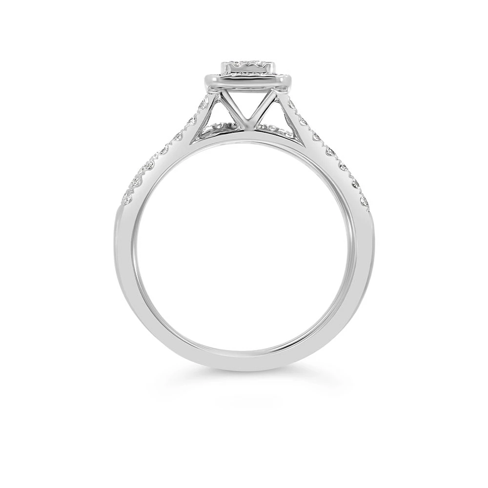 Halo Engagement Ring Set with .50 Carat TW of Diamonds in 14kt White Gold