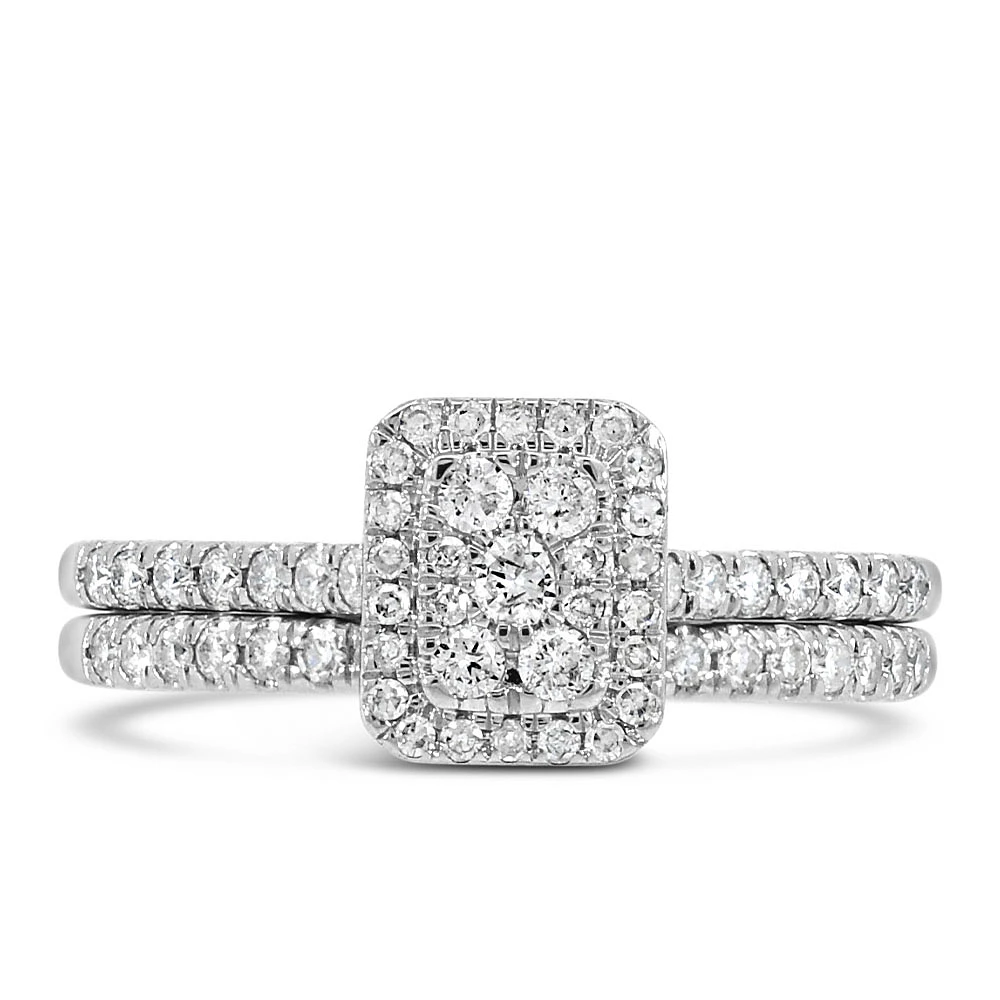 Halo Engagement Ring Set with .50 Carat TW of Diamonds in 14kt White Gold