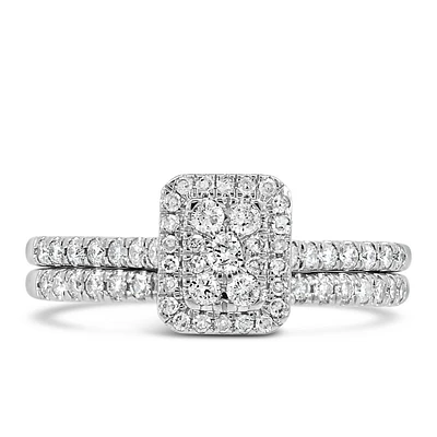 Halo Engagement Ring Set with .50 Carat TW of Diamonds in 14kt White Gold