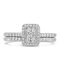Halo Engagement Ring Set with .50 Carat TW of Diamonds in 14kt White Gold