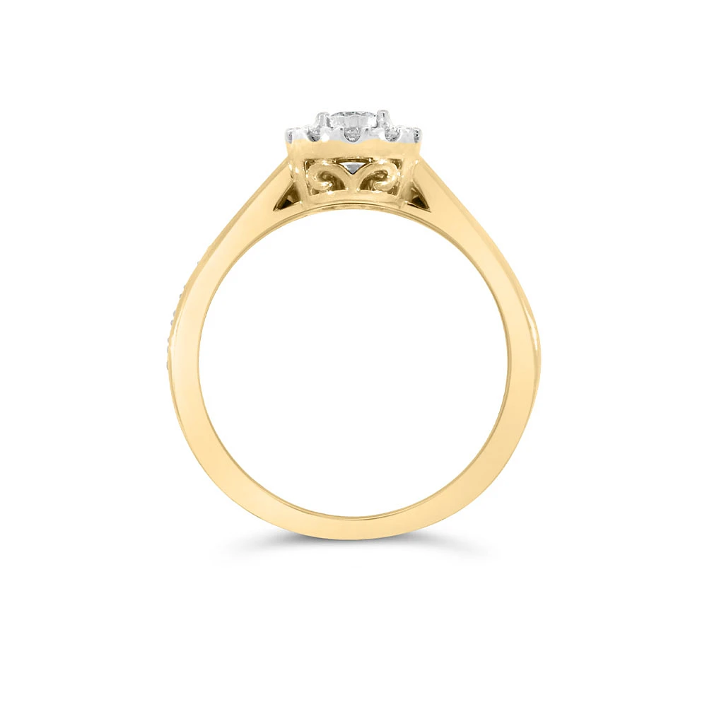 Halo Engagement Ring Set with .50 Carat TW of Diamonds in 10kt Yellow Gold