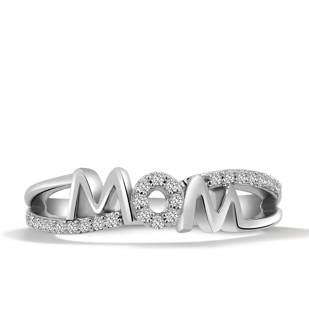 Mom Ring with .12 Carat TW of Diamonds in 10kt White Gold