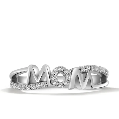 Mom Ring with .12 Carat TW of Diamonds in 10kt White Gold