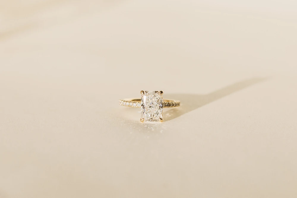 Radiant Engagement Ring with 3.20 Carat TW of Lab Created Diamonds in 14kt Yellow Gold