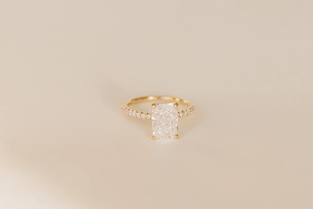 Radiant Engagement Ring with 3.20 Carat TW of Lab Created Diamonds in 14kt Yellow Gold