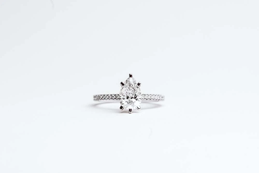 Pear Engagement Ring with 2.20 Carat TW of Lab Created Diamonds in 14kt White Gold