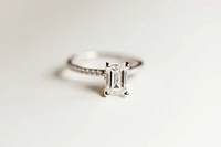 Emerald Cut Engagement Ring with 2.20 Carat TW of Lab Created Diamonds in 14kt White Gold