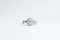 Oval Engagement Ring with Carat TW of Lab Created Diamonds in 14kt White Gold