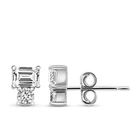 Toi et Moi Earrings with 1.00 Carat TW of Lab Created Diamonds in 14kt White Gold