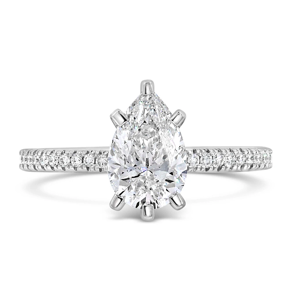 Pear Engagement Ring with 2.20 Carat TW of Lab Created Diamonds in 14kt White Gold