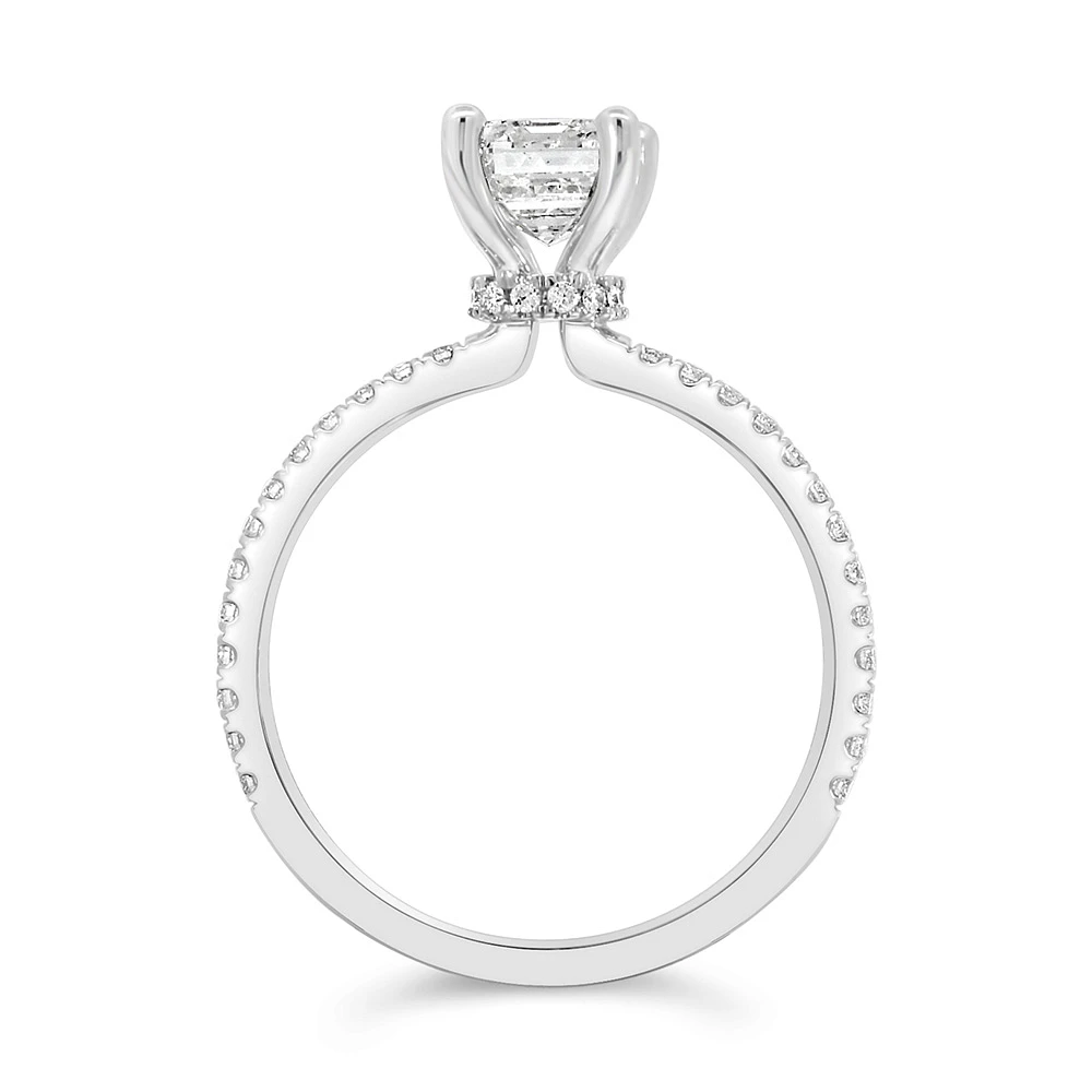 Emerald Cut Engagement Ring with 2.20 Carat TW of Lab Created Diamonds in 14kt White Gold