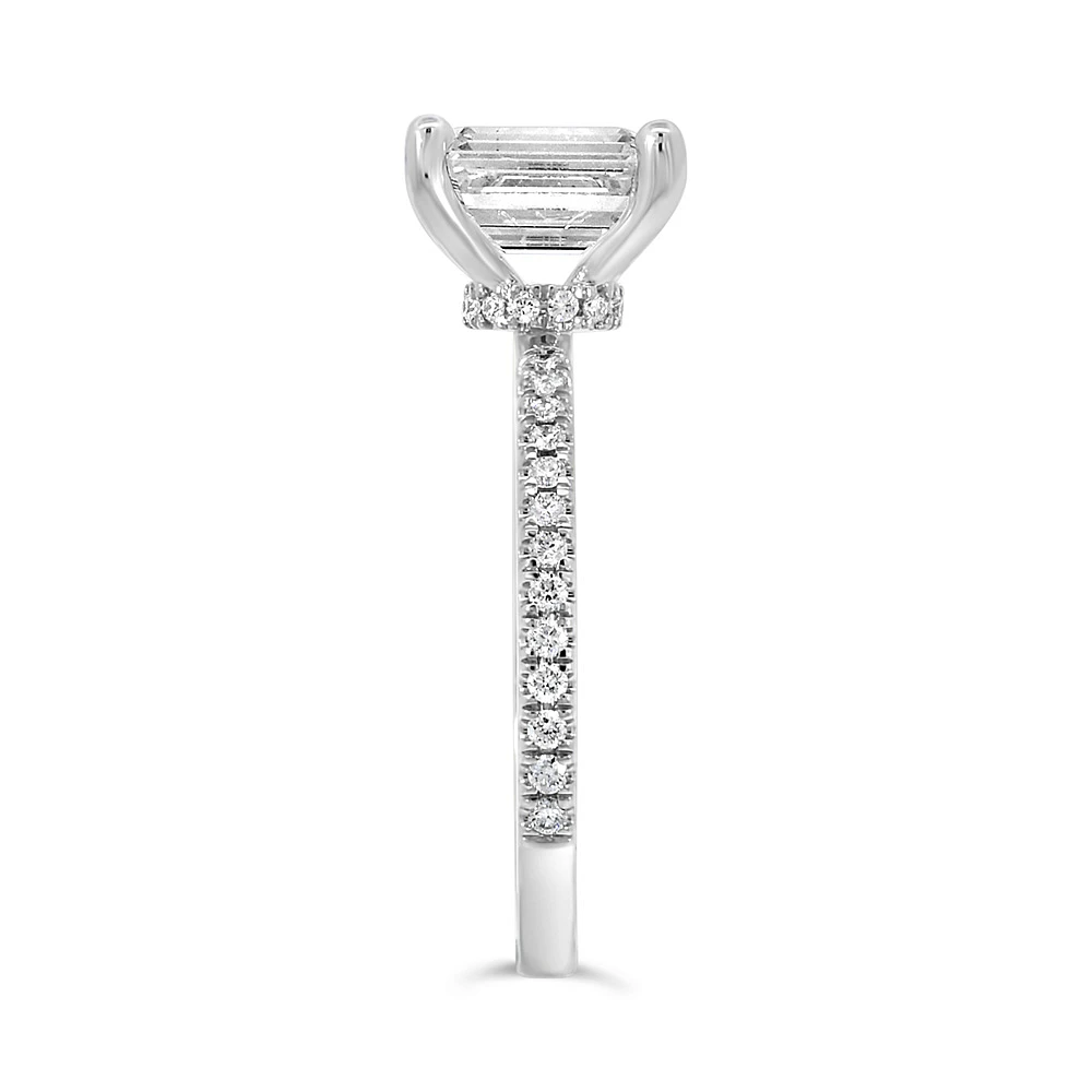 Emerald Cut Engagement Ring with 2.20 Carat TW of Lab Created Diamonds in 14kt White Gold