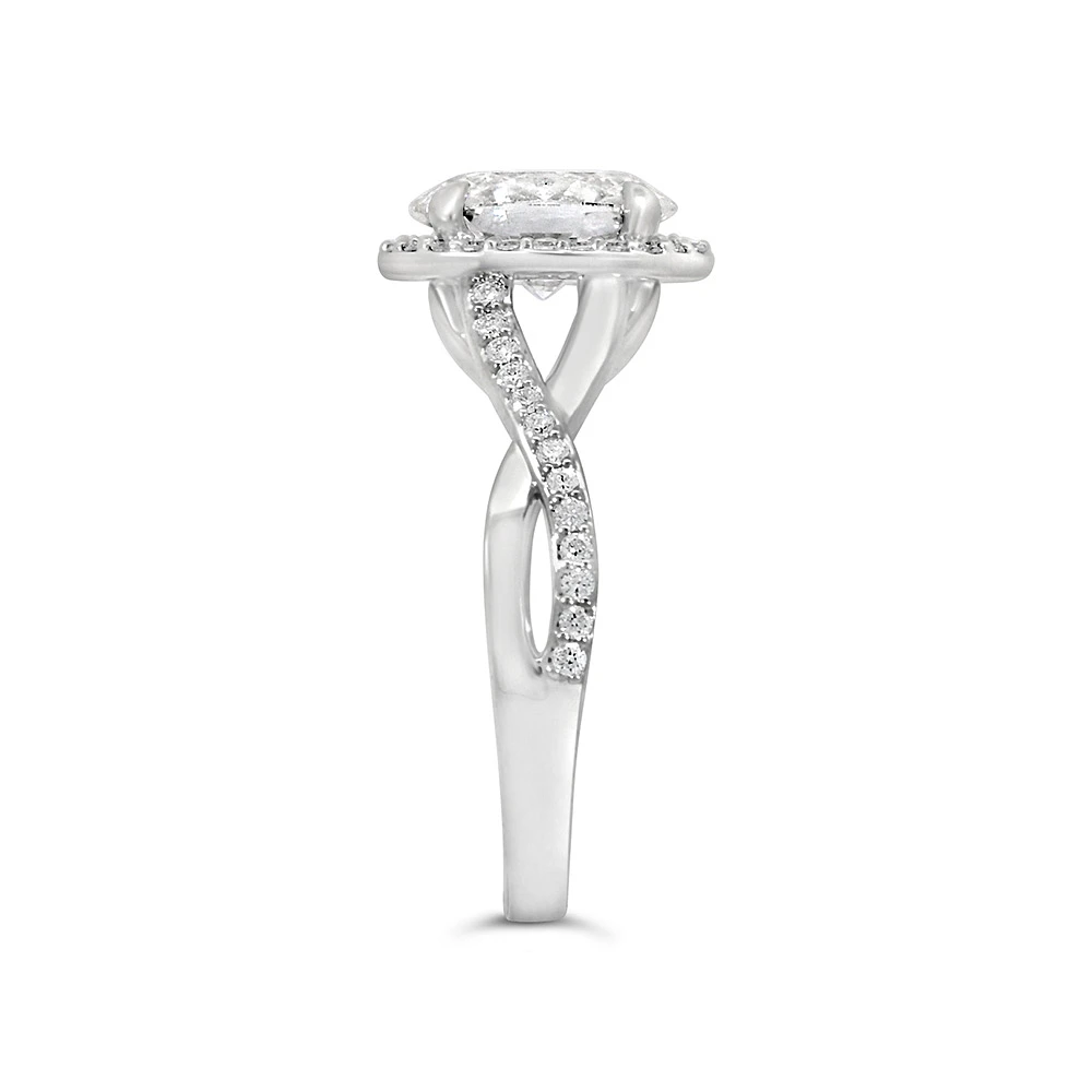 Oval Engagement Ring with Carat TW of Lab Created Diamonds in 14kt White Gold