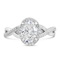 Oval Engagement Ring with Carat TW of Lab Created Diamonds in 14kt White Gold