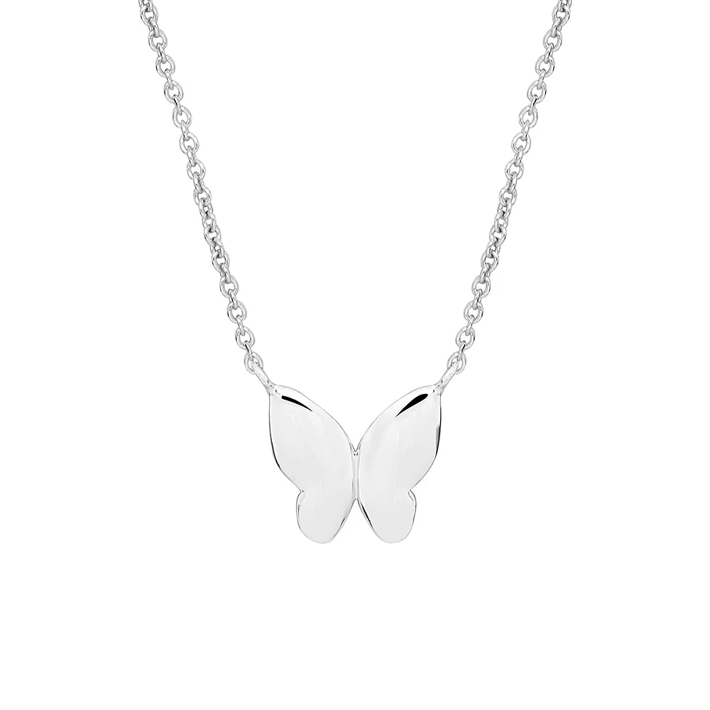 16″+1″ Butterfly Necklace in Sterling Silver