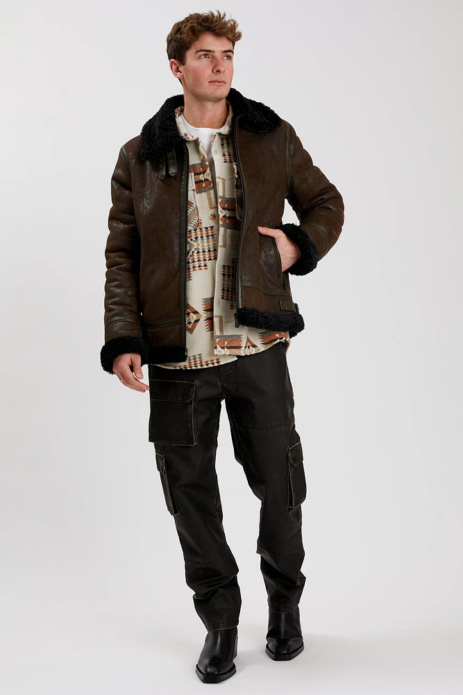 BRADLEY | Aviator vegan shearling jacket