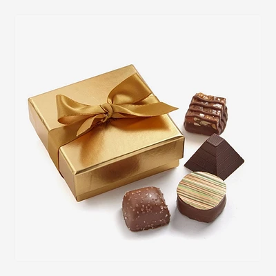 Assorted Chocolate Gold Favour, Gold Ribbon, 4 pc