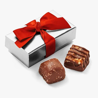 Assorted Chocolate Silver Favour, Red Ribbon