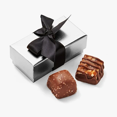 Assorted Chocolate Silver Favour, Black Ribbon