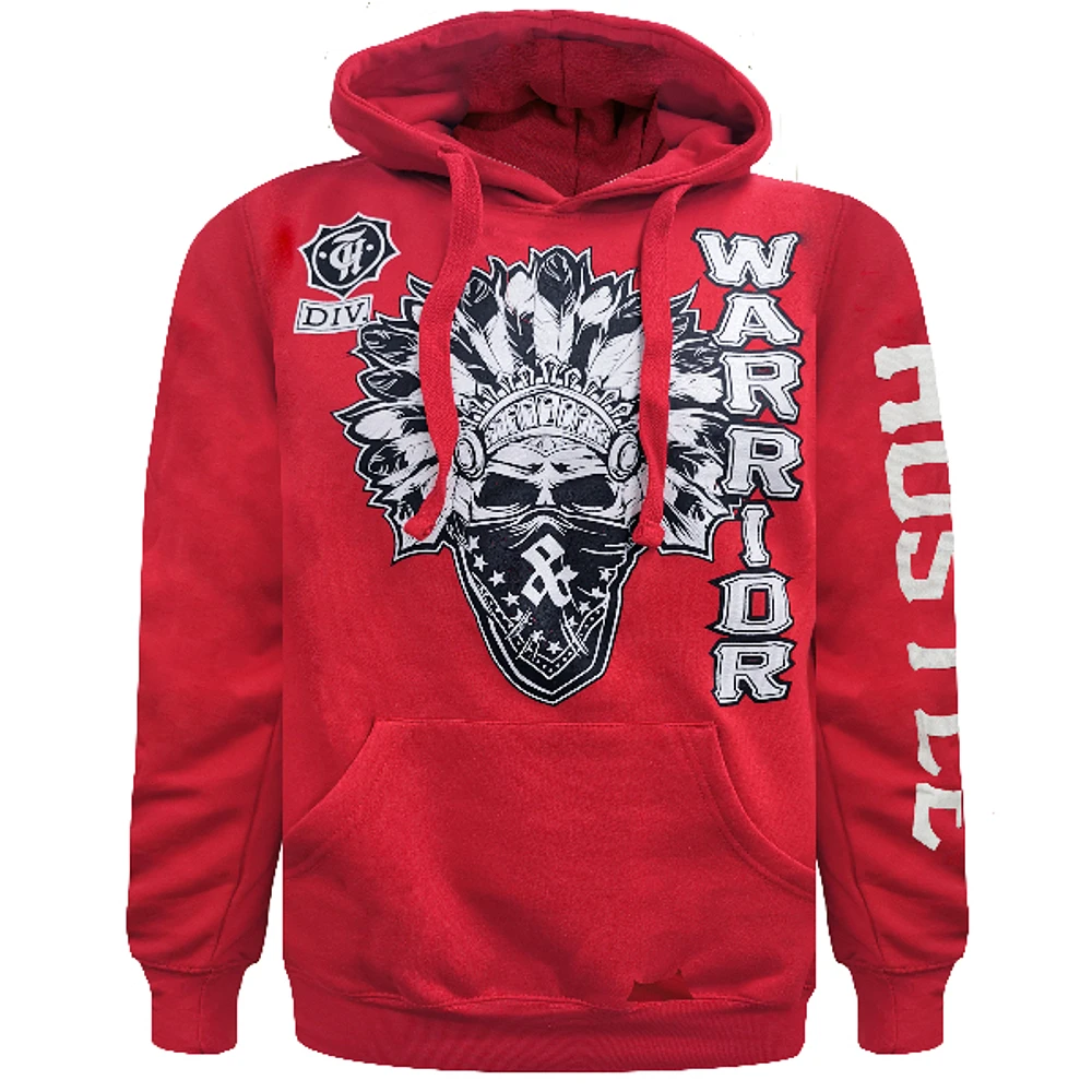 Red hoodie Hustle & Thrive for men