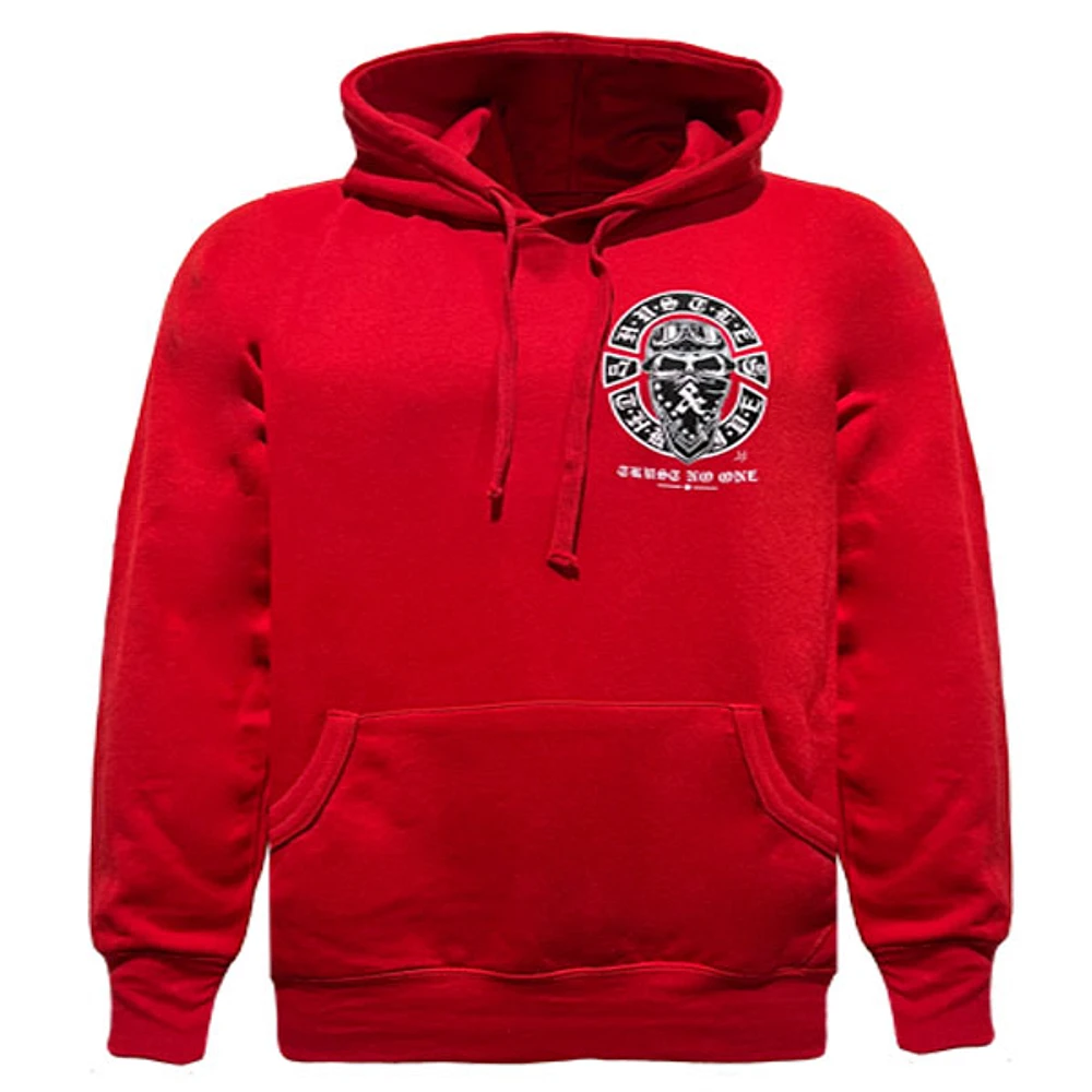 Red hoodie Hustle & Thrive for men