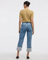 Straight-Leg High-Rise Cropped Jean with Rolled Cuffs