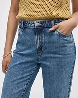 Straight-Leg High-Rise Cropped Jean with Rolled Cuffs