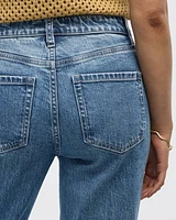 Straight-Leg High-Rise Cropped Jean with Rolled Cuffs