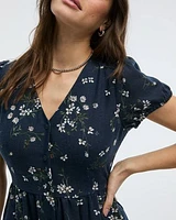 Short-Sleeve V-Neck Buttoned-Down Maxi Dress