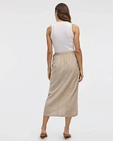Linen-Blend Wrap Midi Skirt