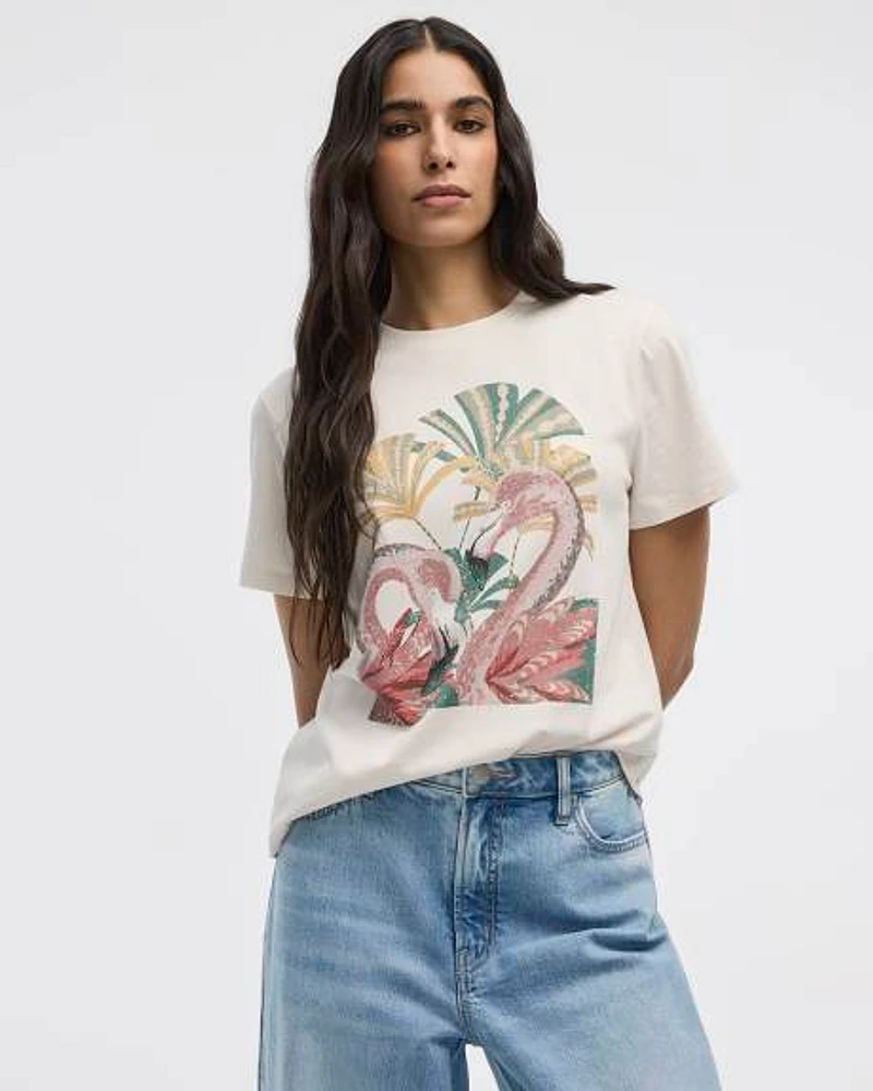 T-shirt imprimé graphique à col rond