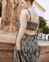 Sleeveless Scoop-Neck Midi Dress with Open Back